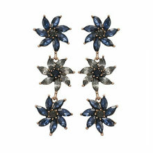 Load image into Gallery viewer, Smokey Blue &amp; Grey Flower Crystal  Earrings.