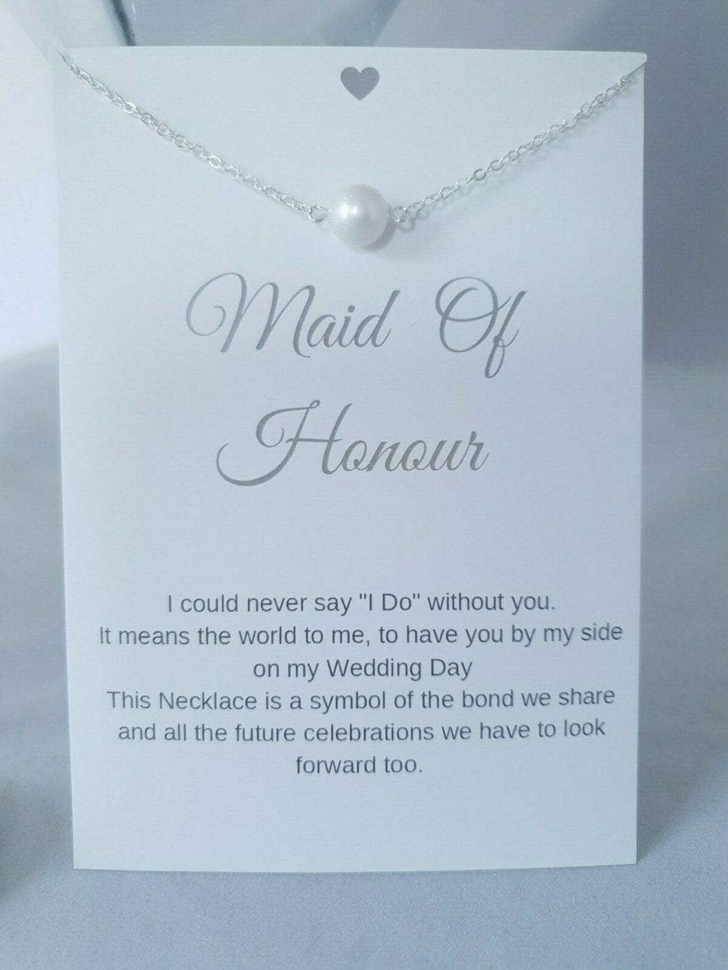 Maid of Honour Wedding Gift Faux Pearl Necklace With Keepsake  Card  Bride UK