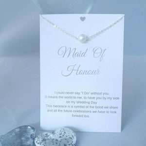 Maid of Honour Wedding Gift Faux Pearl Necklace With Keepsake  Card  Bride UK