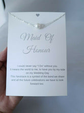 Load image into Gallery viewer, Maid of Honour Wedding Gift Faux Pearl Necklace With Keepsake  Card  Bride UK