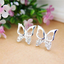 Load image into Gallery viewer, Silver Crystal Butterfly Earrings