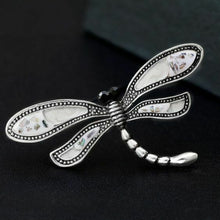 Load image into Gallery viewer, DRAGONFLY BROOCH, Silver and Pearl Enamel