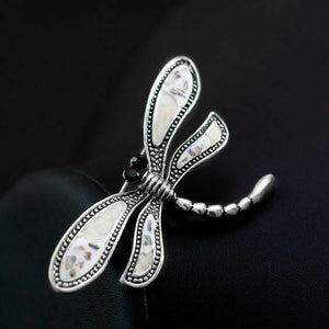 DRAGONFLY BROOCH, Silver and Pearl Enamel