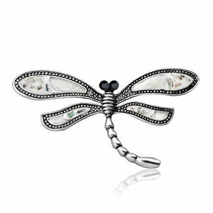 DRAGONFLY BROOCH, Silver and Pearl Enamel