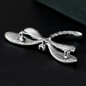 DRAGONFLY BROOCH, Silver and Pearl Enamel