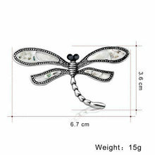 Load image into Gallery viewer, DRAGONFLY BROOCH, Silver and Pearl Enamel