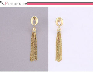 Metal Gold 0 & Chain Tassel Earrings