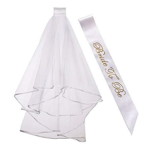 Sassie Hen Party Bride to Be Veil with Comb and Hen Party Bride to Be Sash 2pcs