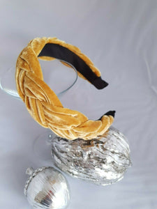 Lovely Gold Velvet Braid Headband Twist Plaited Velour Band Alice Band