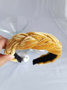 Lovely Gold Velvet Braid Headband Twist Plaited Velour Band Alice Band