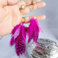 Load image into Gallery viewer, Poco Pink Feather Earrings