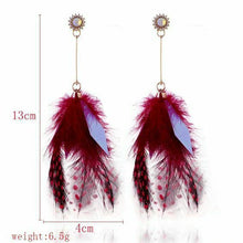 Load image into Gallery viewer, Poco Pink Feather Earrings