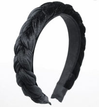 Load image into Gallery viewer, Lovely Black Velvet Headband Twist Braided Velour Band