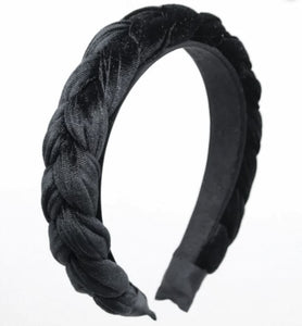 Lovely Black Velvet Headband Twist Braided Velour Band