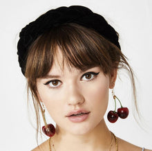 Load image into Gallery viewer, Lovely Black Velvet Headband Twist Braided Velour Band