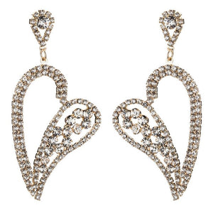 Gold Sparkle Crystal Heart Earrings.