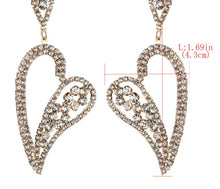 Load image into Gallery viewer, Gold Sparkle Crystal Heart Earrings.