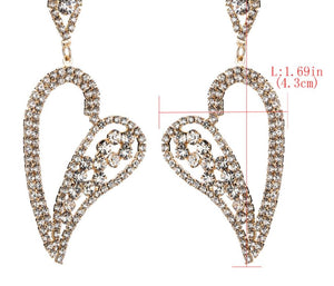 Gold Sparkle Crystal Heart Earrings.