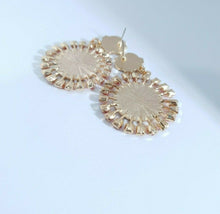 Load image into Gallery viewer, Radiant Sun Big Round Red Gold Sparkle Earrings