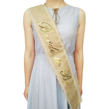 Load image into Gallery viewer, RUSTIC  BRIDE TO BE Hen Party, Hessian &amp; Gold Lace Sash