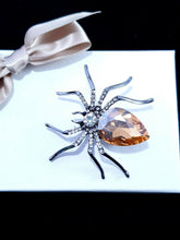 Load image into Gallery viewer, Silver and Champagne Spider brooch