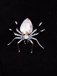 Silver and Champagne Spider brooch