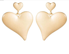 Load image into Gallery viewer, Matt Textured Gold Heart EARRINGS