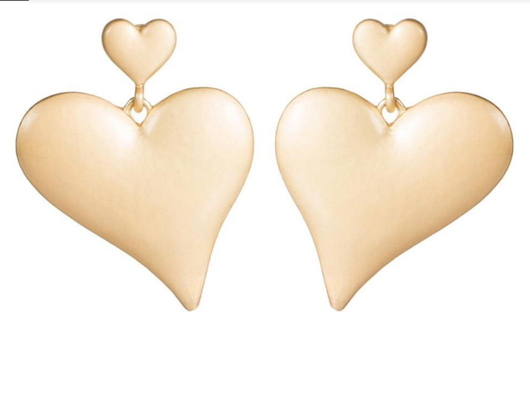 Matt Textured Gold Heart EARRINGS