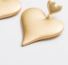 Load image into Gallery viewer, Matt Textured Gold Heart EARRINGS