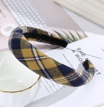 Load image into Gallery viewer, Tartan Padded Headband YELLOW  Brushed Cotton Hairband