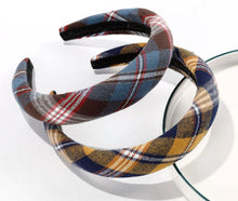 Load image into Gallery viewer, Tartan Padded Headband YELLOW  Brushed Cotton Hairband