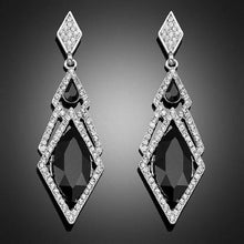 Load image into Gallery viewer, Silver Black Drop Earrings