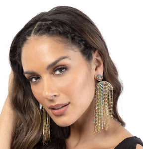 Rainbow Chandelier Crystal Tassel Earrings