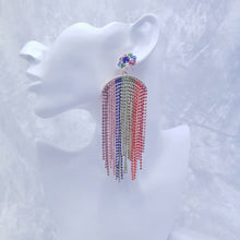 Load image into Gallery viewer, Rainbow Chandelier Crystal Tassel Earrings