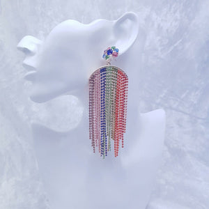 Rainbow Chandelier Crystal Tassel Earrings