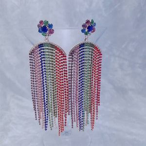 Rainbow Chandelier Crystal Tassel Earrings