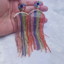 Load image into Gallery viewer, Rainbow Chandelier Crystal Tassel Earrings