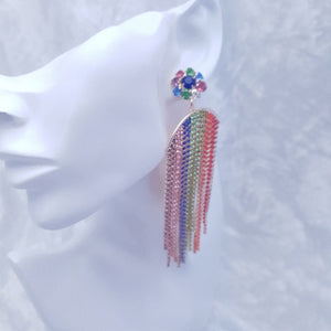 Rainbow Chandelier Crystal Tassel Earrings