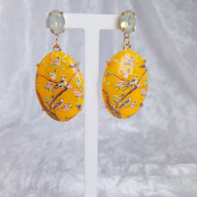 Load image into Gallery viewer, LARGE YELLOW ORIENTAL BIRD OF PARADISE EARRINGS