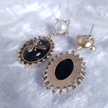 Load image into Gallery viewer, NEW Golden Bee Black Bee Embellished Gold Drop Earrings