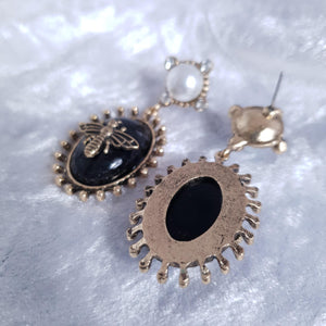 NEW Golden Bee Black Bee Embellished Gold Drop Earrings