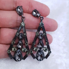 Load image into Gallery viewer, Smokey Black &amp; Green  Earrings