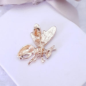 Ladies Crystal Embellished Honey Bee Wasp Lapel Brooch White Black   Gift Boxed