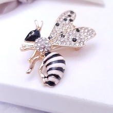 Load image into Gallery viewer, Ladies Crystal Embellished Honey Bee Wasp Lapel Brooch White Black   Gift Boxed