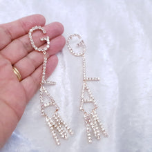 Load image into Gallery viewer, GLAM Rhinestone Earrings. Gold Letters