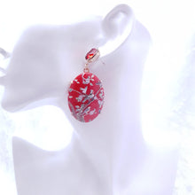 Load image into Gallery viewer, LARGE RED ORIENTAL BIRD OF PARADISE EARRINGS