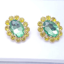 Load image into Gallery viewer, Large Oval CRYSTAL Earrings Yellow Green