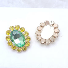 Load image into Gallery viewer, Large Oval CRYSTAL Earrings Yellow Green