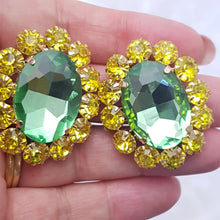 Load image into Gallery viewer, Large Oval CRYSTAL Earrings Yellow Green