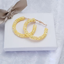 Load image into Gallery viewer, Yellow &amp; gold Sparkle Hoop Earrings